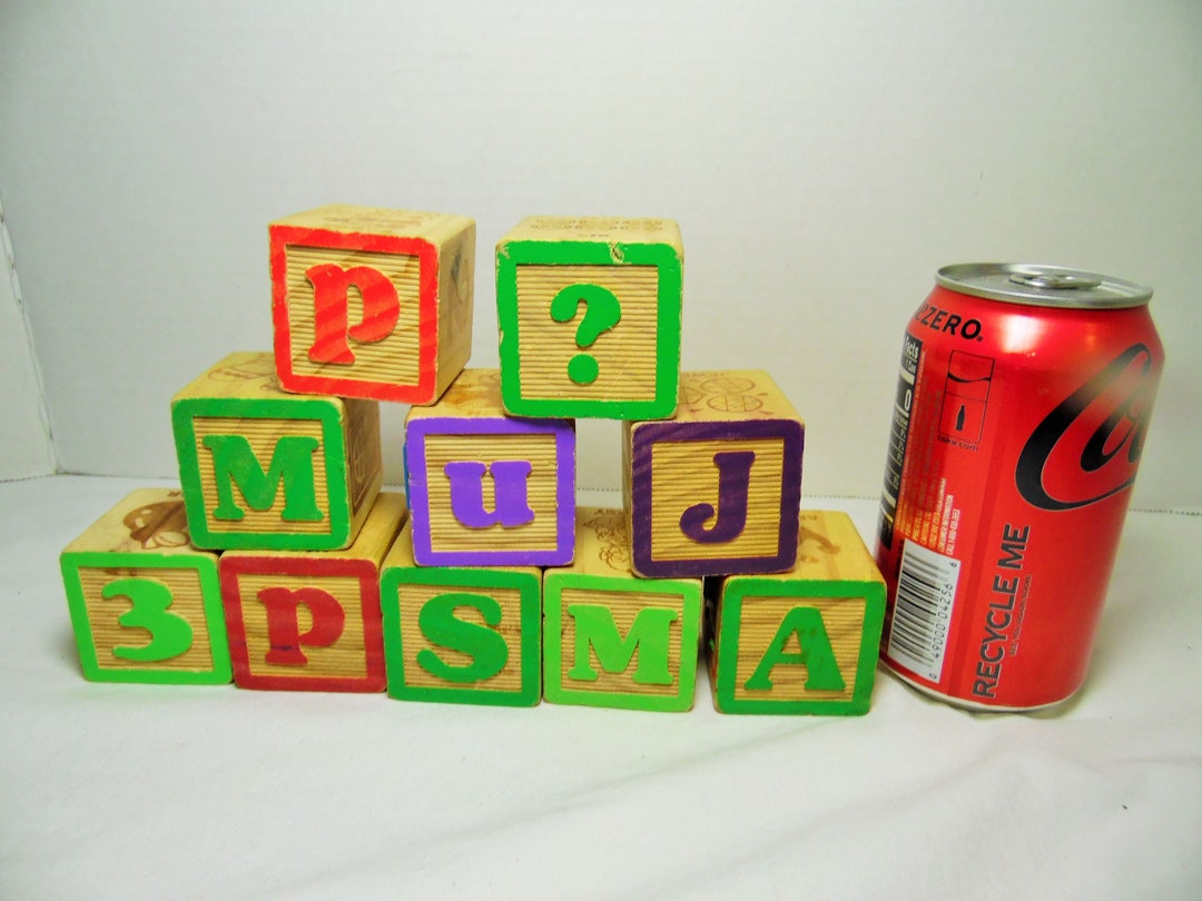 Vintage Alphabet Blocks Wooden Alphabet Block Large Size Alphabet