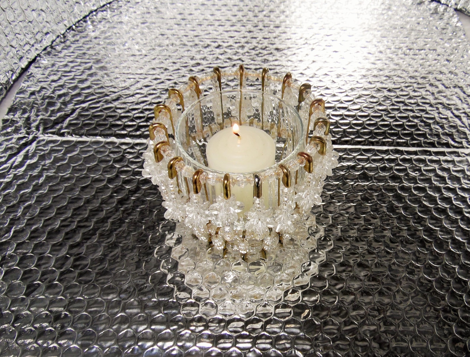 Handmade Safety Pin and Bead Candle Holder Tea Light Votive Etsy