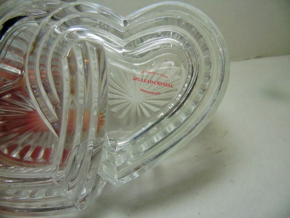 Teleflora Lead Crystal Double Heart Glass Trinket… - image 3