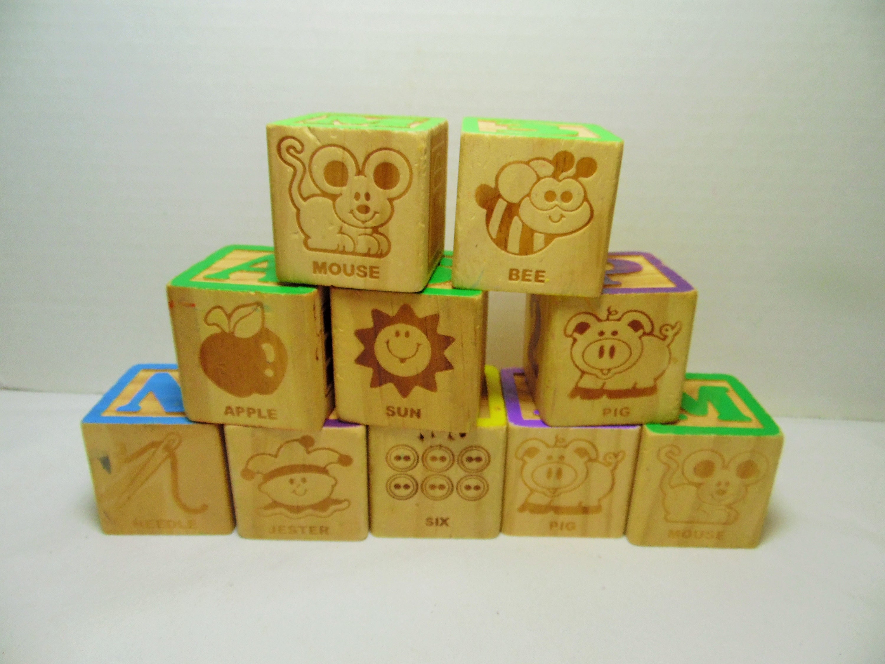 Vintage Alphabet Blocks Wooden Alphabet Block Large Size Alphabet