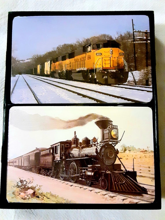 Vintage Train Playing Cards 2 Decks in Case Etsy