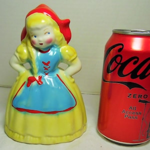 Vintage dutch girl planter 1950 dutch girl planter mid century dutch girl planter red yellow blue bright dress planter