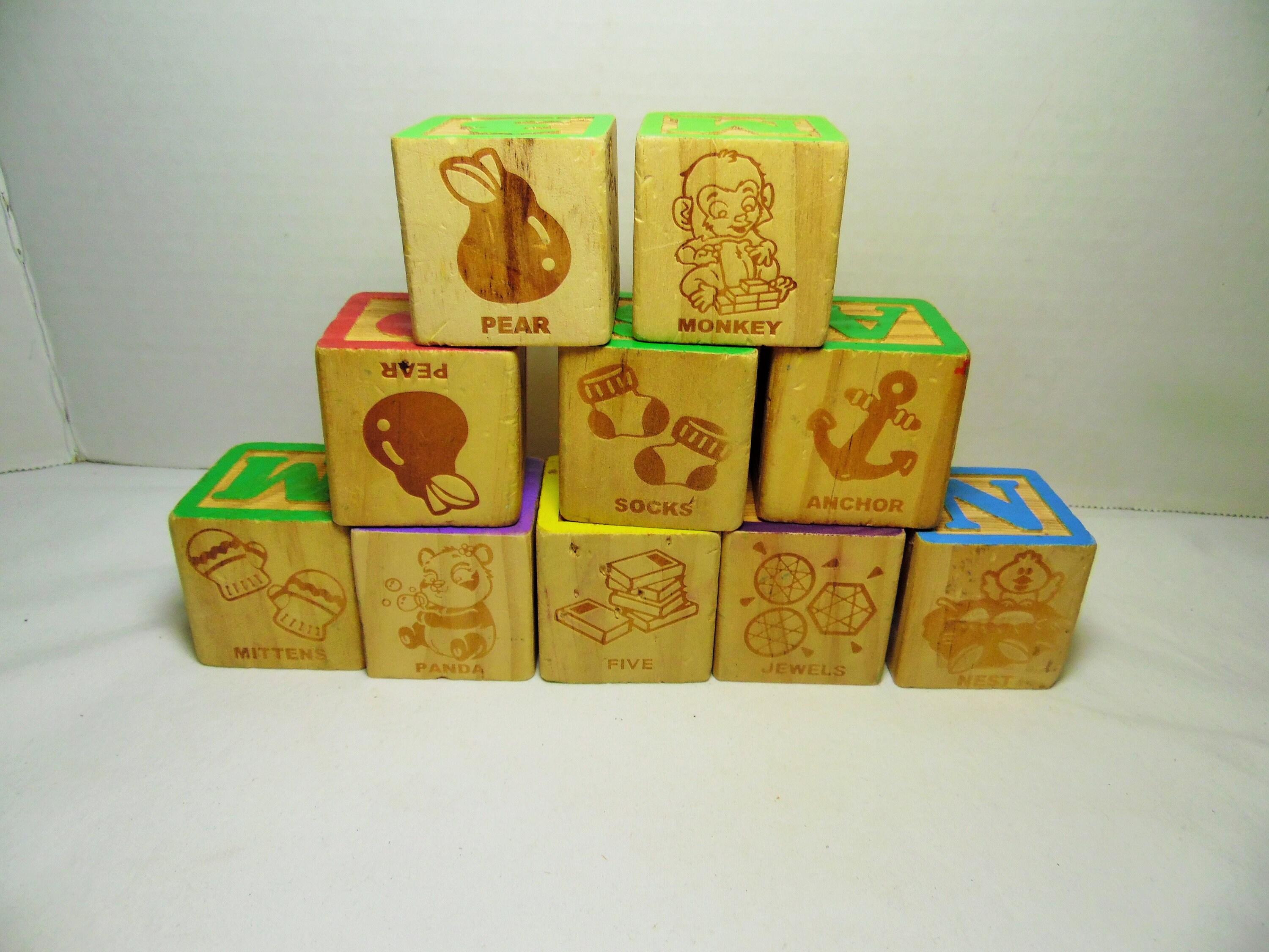 Vintage Alphabet Blocks Wooden Alphabet Block Large Size Etsy