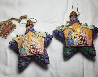 Jim Shore Christmas Star Nativity Ornament Heartwood Creek Christmas 2004 One with original tag and one without