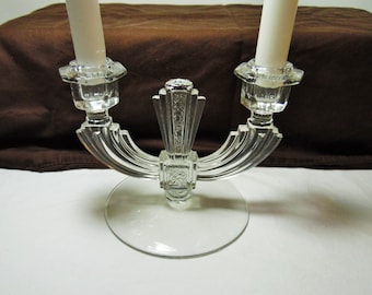 Candelabro Art Déco vintage candelabro cónico Candelabro de vidrio Art Déco Candelabro vintage