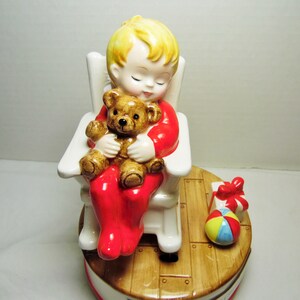 Vintage Ebeling and Reuss Musical Babys first Christmas Ebeling Reuss animated musical rocking chair Ebeling and Reuss Christmas music box