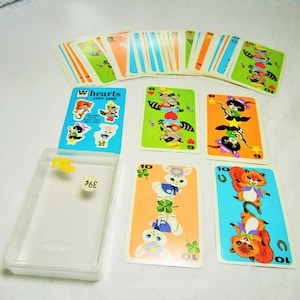 Vintage Hearts Card Game Vintage Whitman Hearts Cards Vintage Animal Card Game 1963 Whitman Cards Cute Vintage Animals Ephemera Cards
