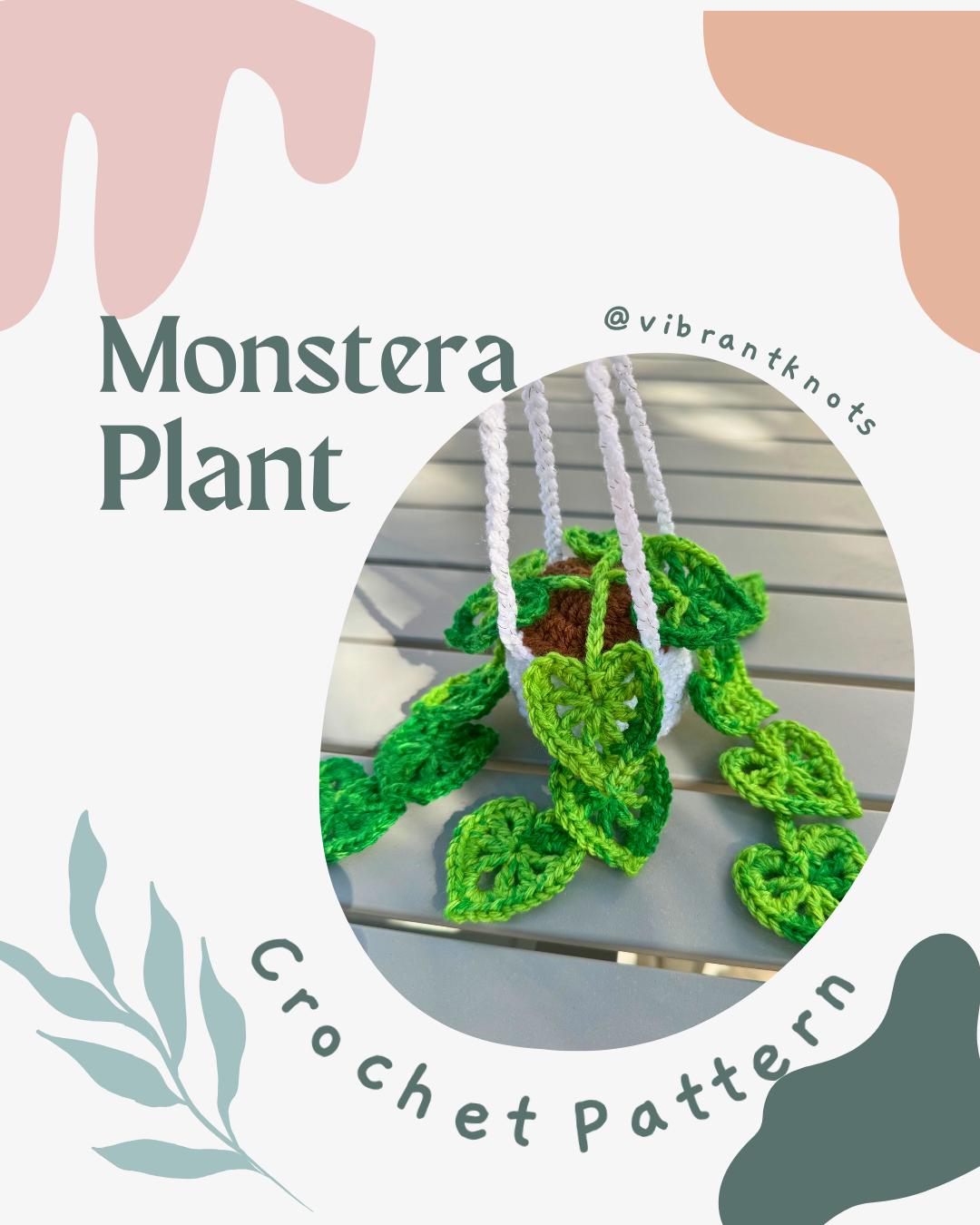 32 Monstera Crochet Patterns for Tropical Leaves, Wall Hangings, and Potted Plants 30 Monstera Hanging Crochet Plant Pattern
