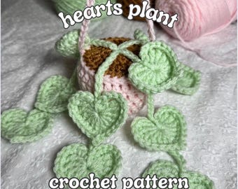 Crochet Pattern: Hearts Plant Hanging Crochet Decor for Beginners with Photos
