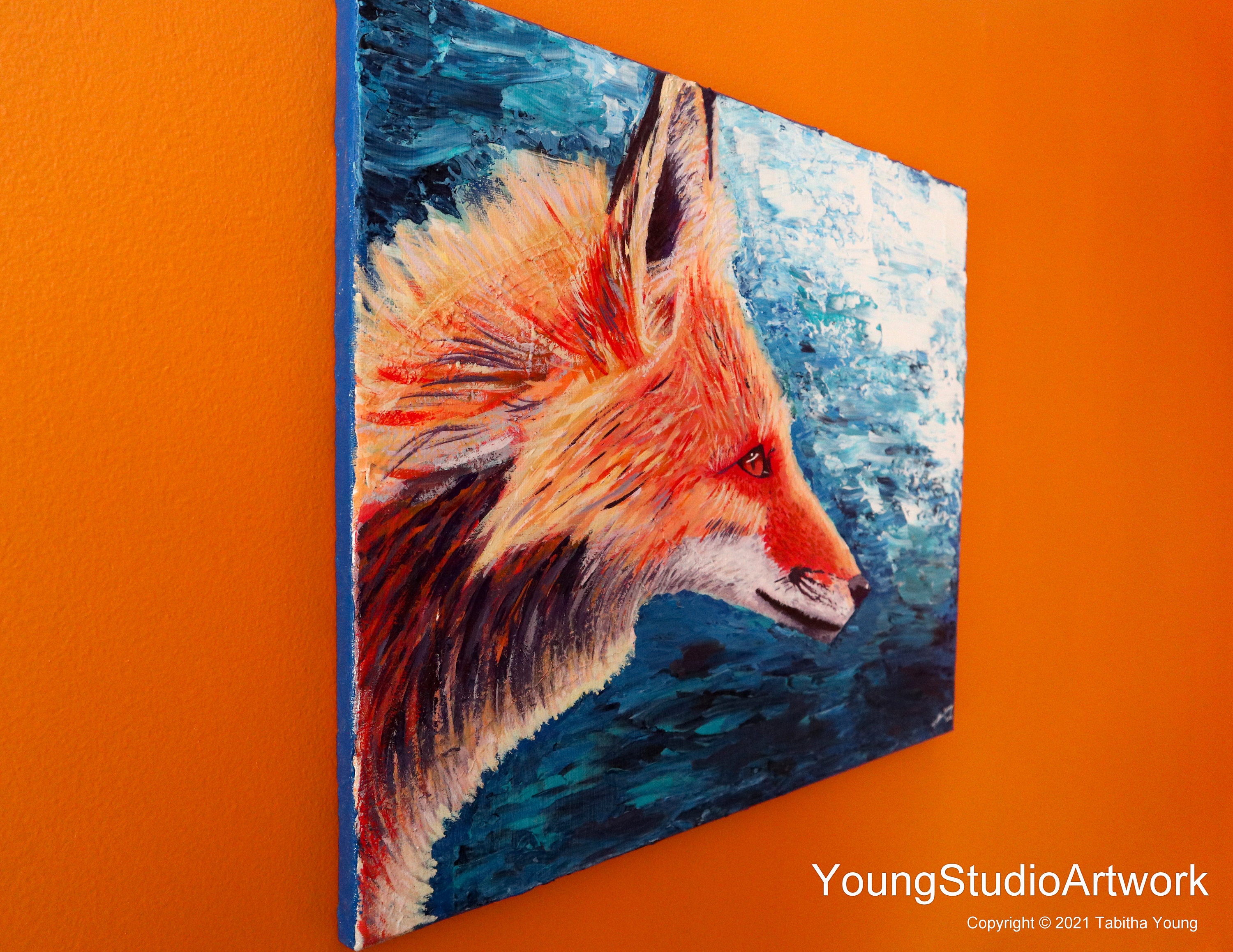 Zorro rojo / Pintura acrílica original sobre lienzo / Fondo | Etsy