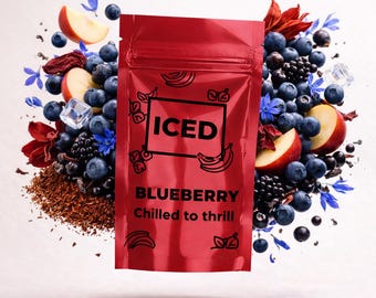 Refreshing Ice Tea Cold Brew Iced Tea with Blueberry & Hibiscus, Fruity Rooibos Blend, Antioxidant Summer Drink, Loose Leaf Gift, 15 cups