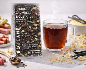 Rhubarb Custard Black Tea, Dessert Blend, Cosy Sweet Tart Loose Leaf, Antioxidant, Comfort Gift, Afternoon Tea, 15 Cups
