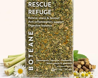 Calming Herbal Infusion – Caffeine Free Stress Relief Blend with Chamomile, Lemongrass & Adaptogens, Relaxing Evening Drink, 15 Cups