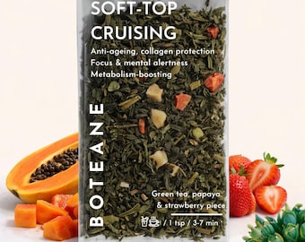 Strawberry Papaya Green Blend, Fruity Loose Leaf, Antioxidant Green, Low Caffeine, Iced or Hot, Summer Drink, Gift for Tea Lovers, 15 cups