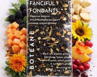 Svart te med persika och papaya, ingefära, fruktig blommig blandning av lösa blad, rik på antioxidanter, len kryddig infusion, 15 koppar present