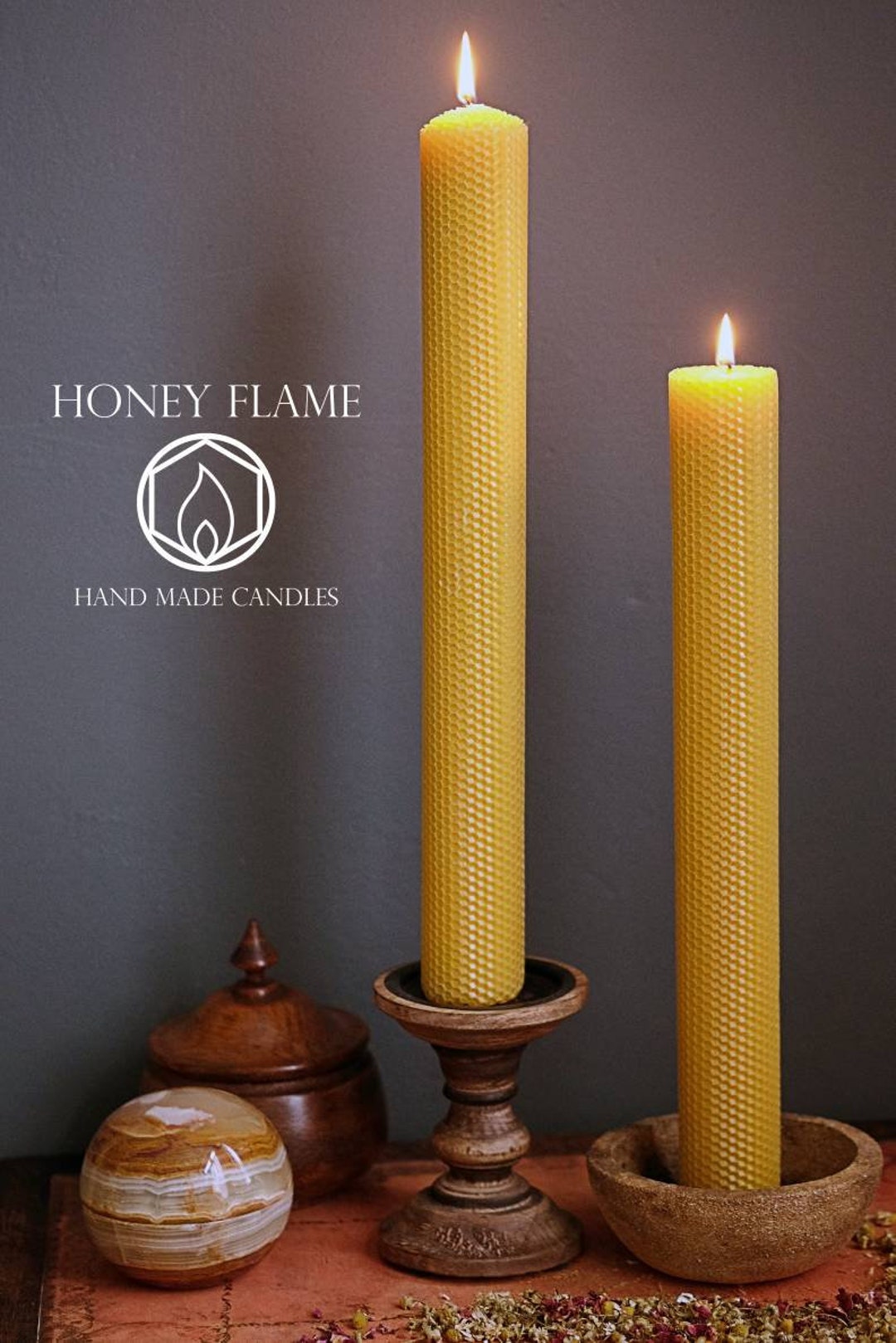 4 X Very Large and Thick 100 Pure BEESWAX PILLAR Candles Eco Friendly