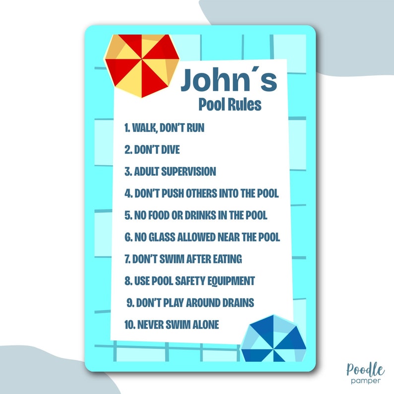 Custom Pool Rules Metal Sign Funny Sunny Pool Decoration Etsy