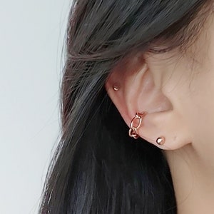 14K Solid Gold Bold Chain Ear Cuff, Cartilage Ear Cuff, minimalist ear cuff, dainty gold ear cuff, No Piercing, gift for her