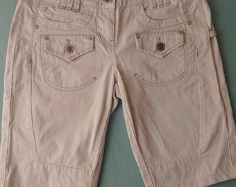 Pantaloncini cargo in denim avorio Vintage NEXT da donna, taglia 10
