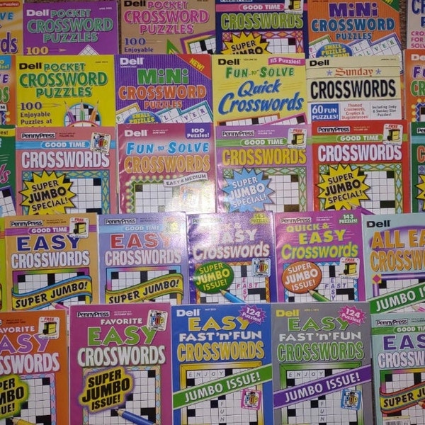 Lot of 10 New Penny Press Dell Crossword Puzzle Books Random Mix Crossword puzzle for adults