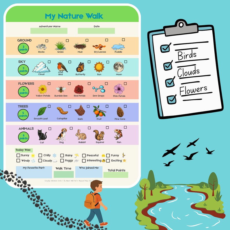 Nature Walk Scavenger Hunt Printable for Kids – Outdoor Checklist ...
