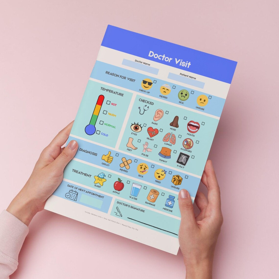 Doctor Visit Printable Sheet for Kids – Pretend Play Doctor Checkup ...