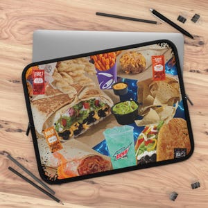 Housse pour ordinateur portable Taco Bell Design - Design bootleg rétro, étui en néoprène résistant à l'eau avec double fermeture à glissière, plusieurs tailles image 1