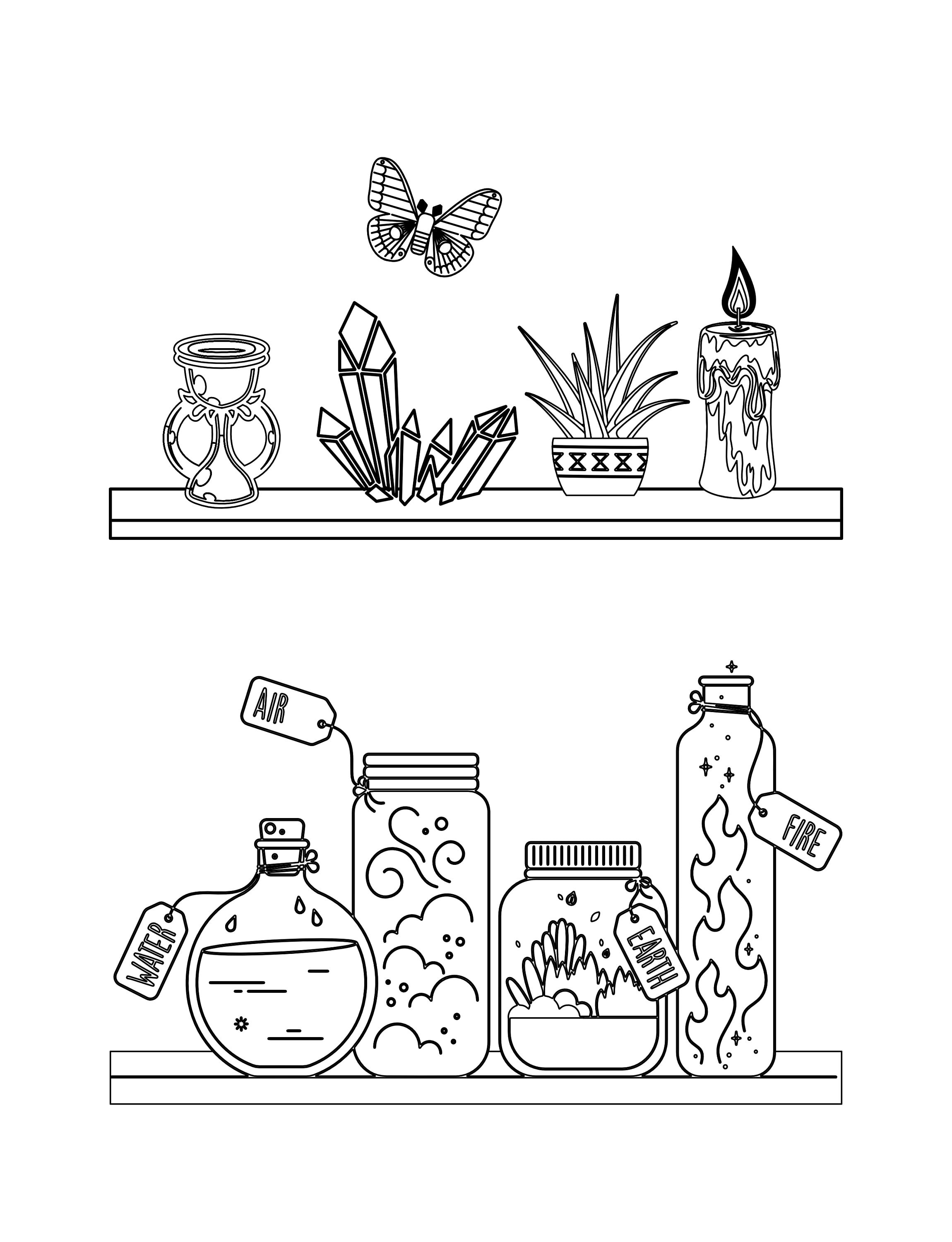 Printable Witchy Coloring Pages - Etsy