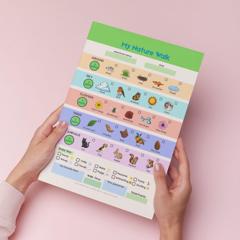 Nature Walk Scavenger Hunt Printable for Kids – Outdoor Checklist ...