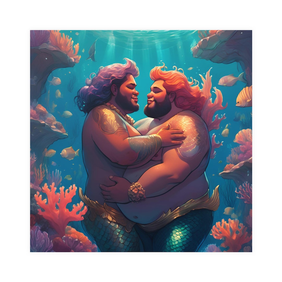 Gay Bear Pride Mermen Matte Poster - Vibrant, Romantic Undersea Art ...