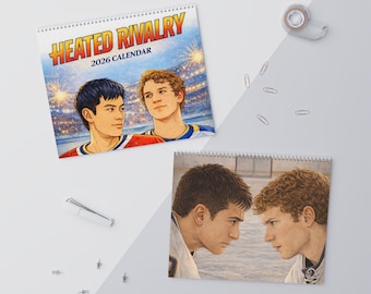 Heated Rivalry 2026 Wall Calendar - Gay Hockey Romance Show Calendar - Illustrated Scenes - LGBTQ+ TV Fandom Gift