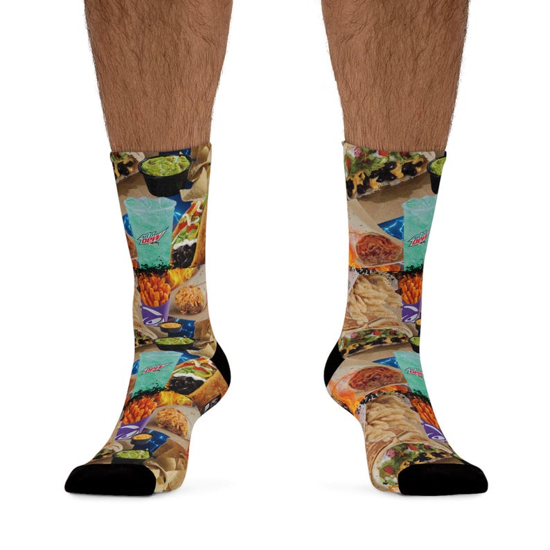 Taco Bell Retro Bootleg Design Crew Socken aus recyceltem Poly - Nachhaltiger Komfort - Einheitsgröße - Tolles Geschenk, Fast Food Nostalgie Bild 6