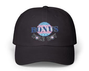 Embroidered Bonus Hole Boy Classic Dad Cap | Trans Pride Colors | Playful Fun Hat for Trans Men/Mascs | Perfect for Gay Events, LGBTQ+ Pride