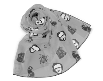 Edgar Allan Poe Iconic Stories Schal | Gothic Literatur Accessoire, gruselige Halloween Mode | Tolles Geschenk für Leser, Autoren, Lehrer