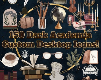 150 Dark Academia Aesthetic Themed Desktop Folder Icons for Mac and Most Windows Systems (Books, Quills,  Gothic Decor, Candles, and More!)
