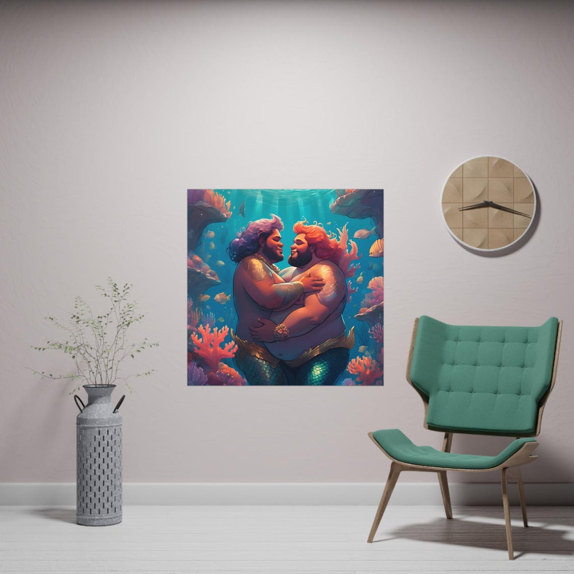 Gay Bear Pride Mermen Matte Poster - Vibrant, Romantic Undersea Art ...