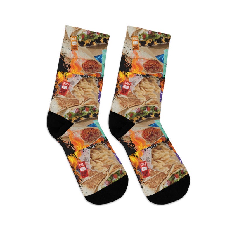 Taco Bell Retro Bootleg Design Crew Socken aus recyceltem Poly - Nachhaltiger Komfort - Einheitsgröße - Tolles Geschenk, Fast Food Nostalgie Bild 2