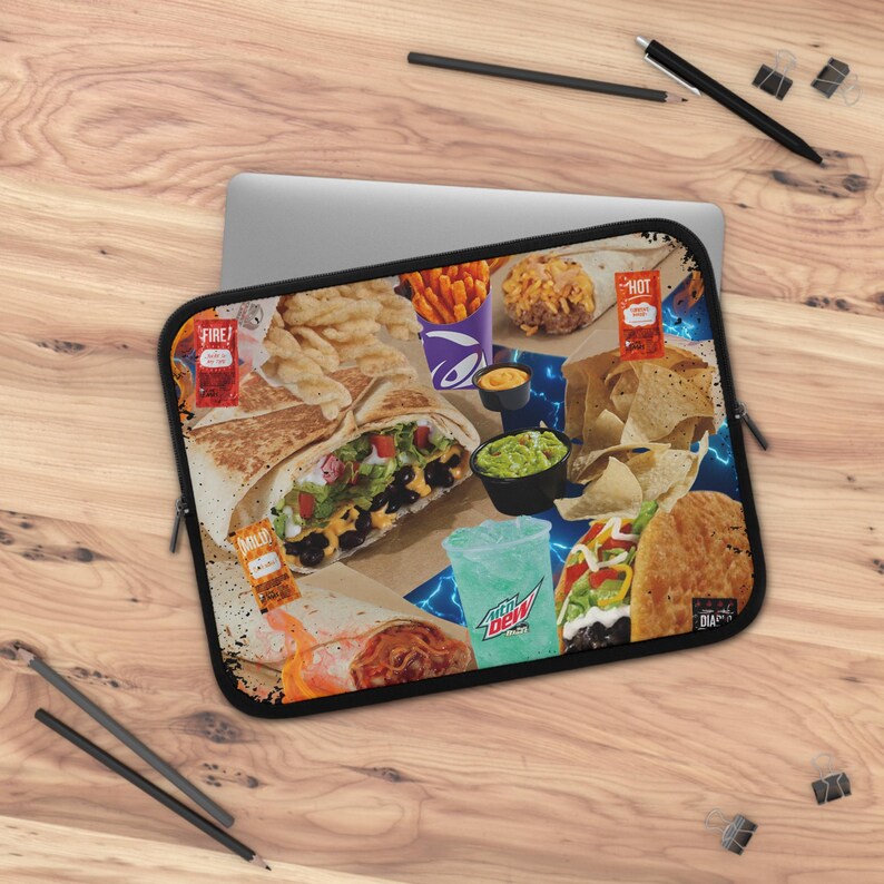 Housse pour ordinateur portable Taco Bell Design - Design bootleg rétro, étui en néoprène résistant à l'eau avec double fermeture à glissière, plusieurs tailles image 2