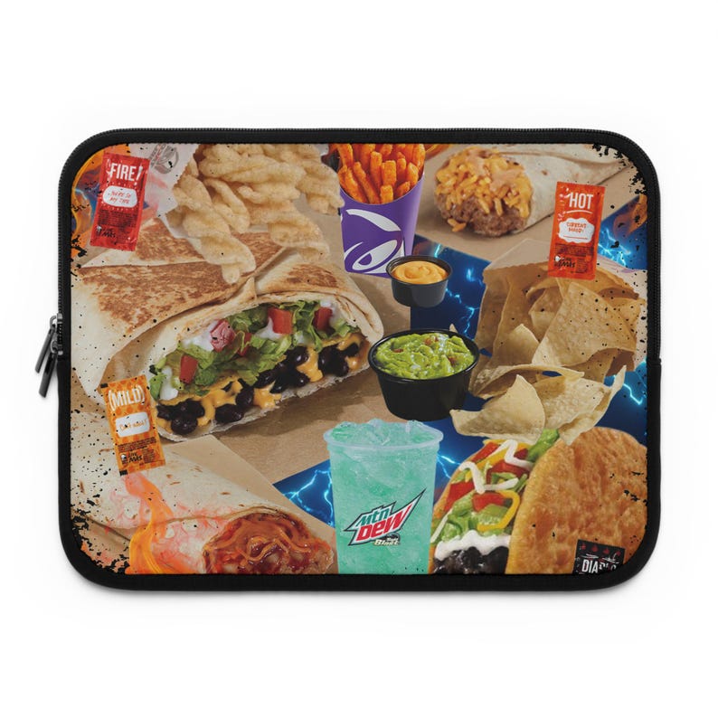 Housse pour ordinateur portable Taco Bell Design - Design bootleg rétro, étui en néoprène résistant à l'eau avec double fermeture à glissière, plusieurs tailles image 3