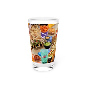 Taco Bell Retro Bootleg Design Pint Glass- 16oz - Clear Glass - Nostalgic Fast Food Aesthetic- Fun and Functional Drinkware