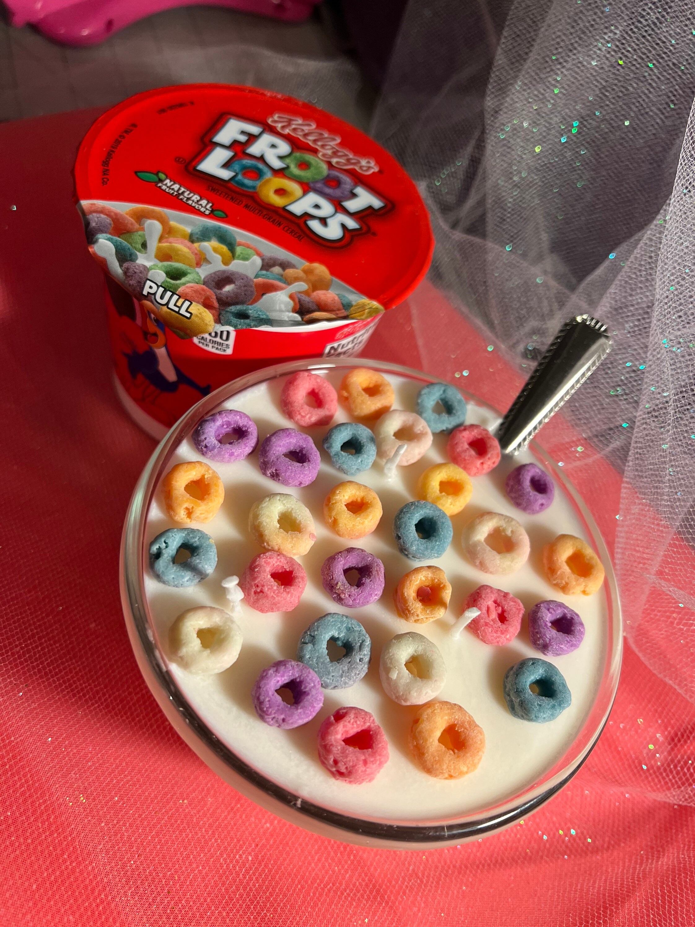 Medium Fruit Loop Cereal Candle Faux Food Candle Soy Wax Etsy