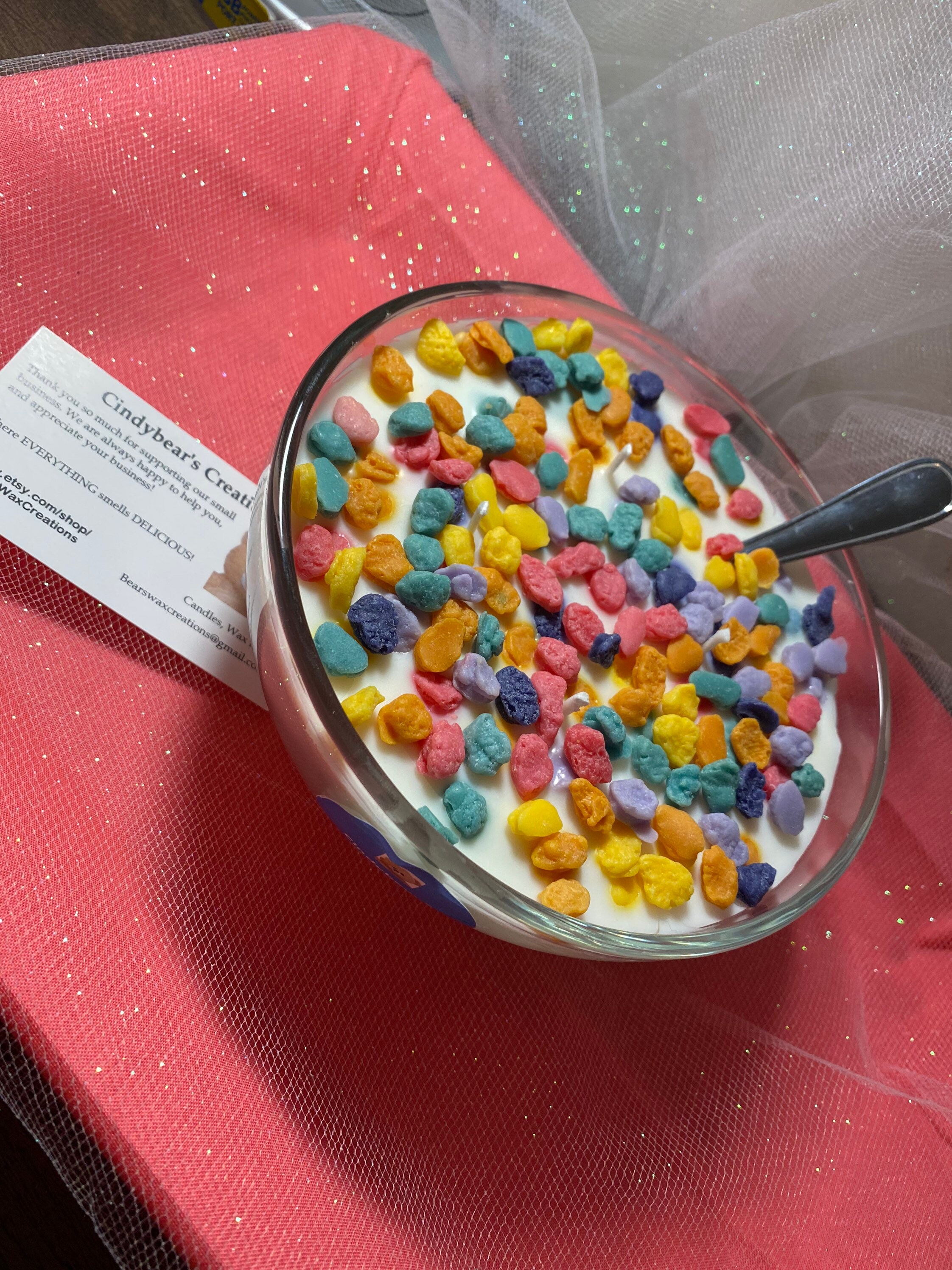 Large Fruity Pebbles Cereal Candle Faux Food Candle Soy Wax Etsy