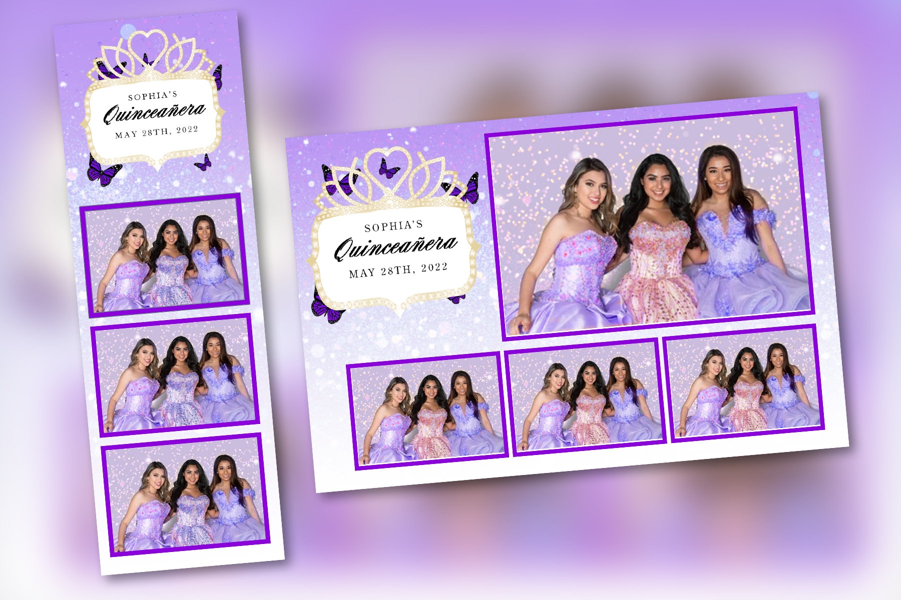Quinceañera Photo Booth Template Purple Butterfly PSD PNG Etsy