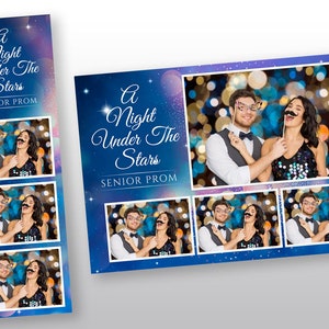 A Night Under The Stars PROM Photo Booth Template  PSD, PNG, Easy 100% Editable Files 2X6 Free 4X6