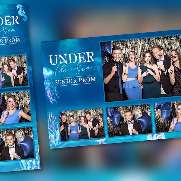 Under The Sea PROM Photo Booth Template  PSD, PNG, Easy 100% Editable Files 2X6 Free 4X6