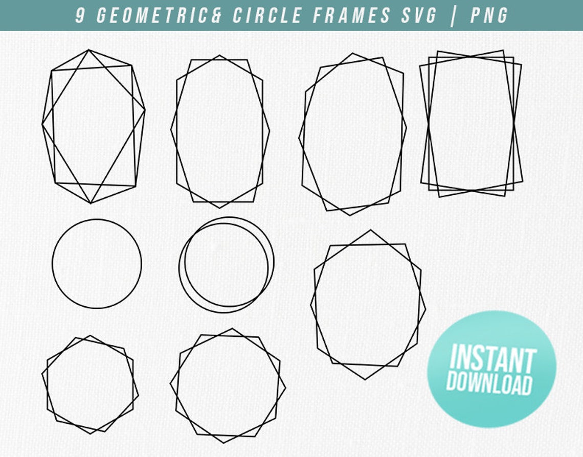 Geometric Frames Clip Art SVG Png Geometric Frames Etsy
