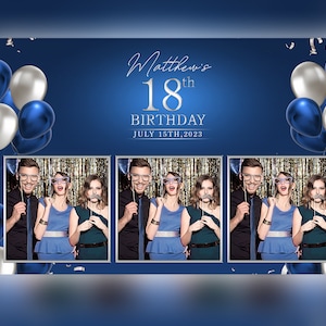 Photo Booth Template Birthday Navy And Silver PSD, PNG, Easy 100% Editable Files 4X6 Salsa Booth