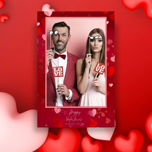 Valentine's Day Photo Booth Template  PSD, PNG, Easy 100% Editable Files 6X4