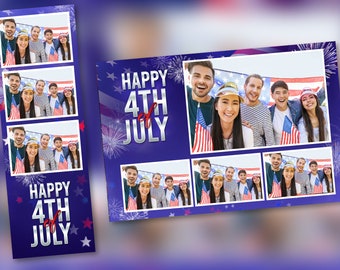 Photo Booth Template Independence | Day 4th Of July  PSD, PNG, Easy 100% Editable Files 2X6 Free 4X6