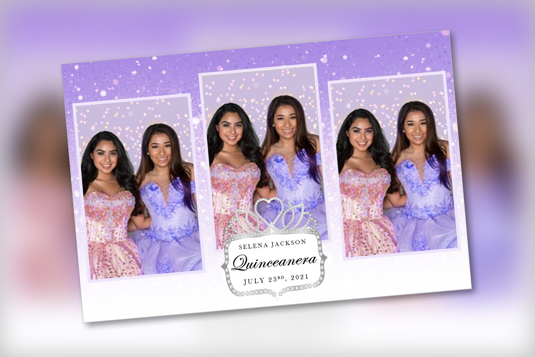 Quinceañera Photo Booth Template Lavenderpurple PSD PNG Etsy